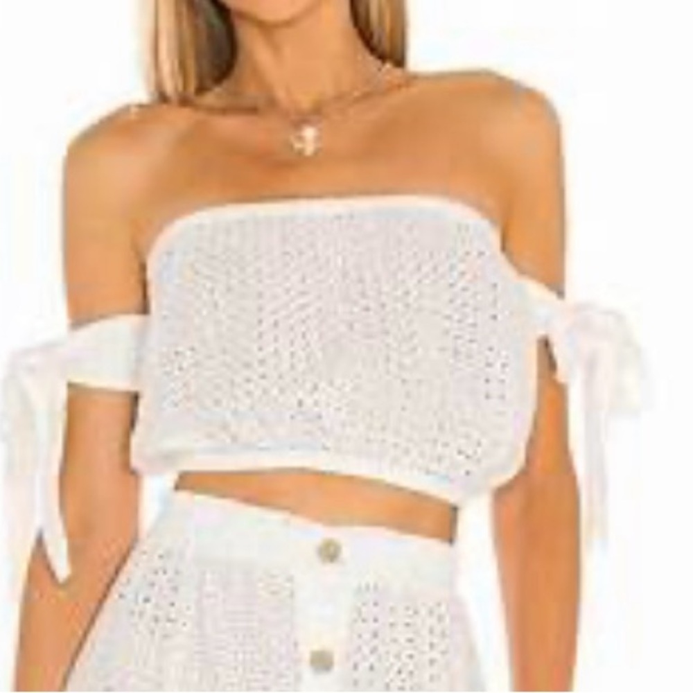 Eberjey Portola Andy Off The Shoulder Crop Cotton Top NWT Size L